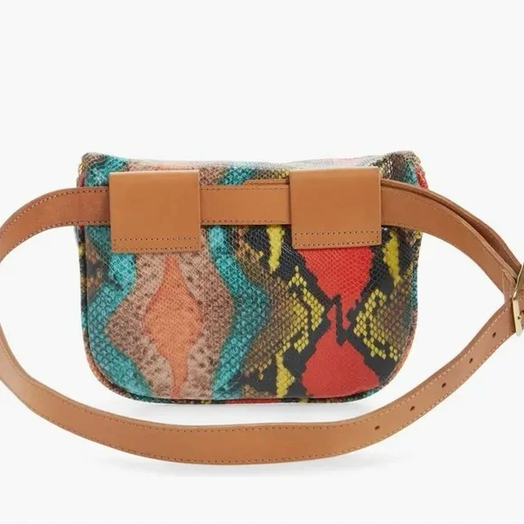 Clare V Snake Embossed Leather Belt Bag - Picture 3 of 12